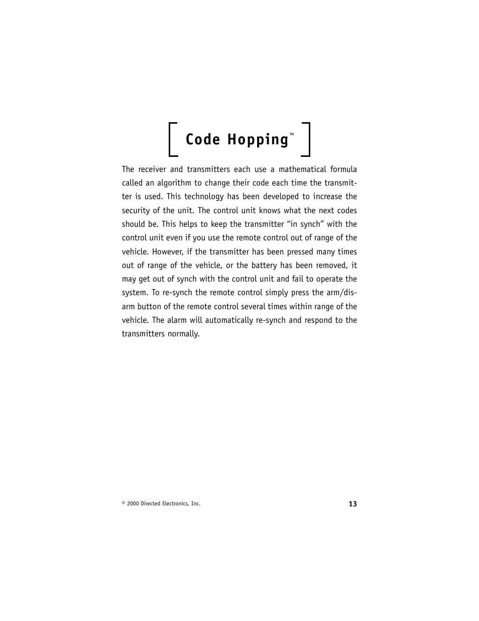 Code hopping | Directed Electronics 732T User Manual | Page 16 / 25