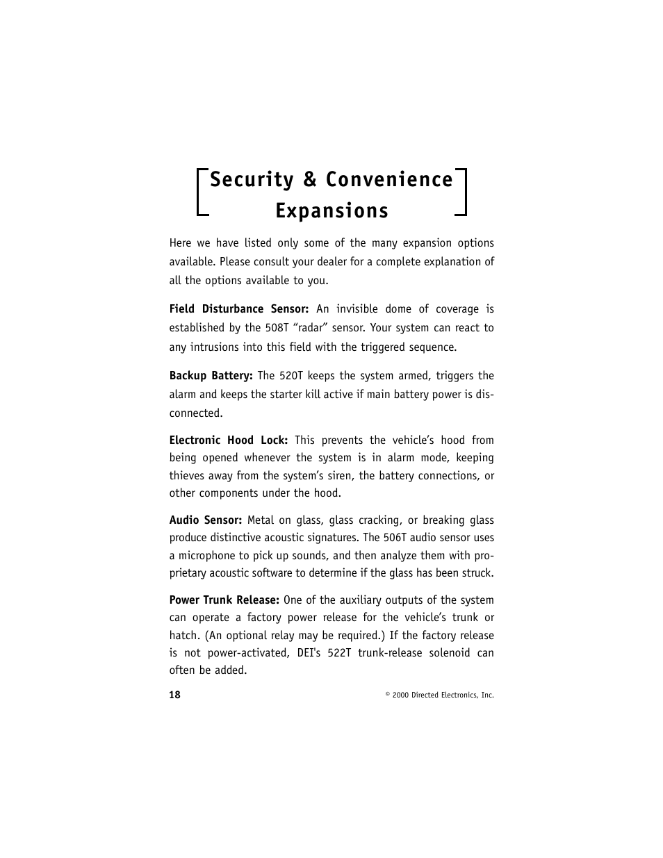 Security & convenience expansions | Directed Electronics 732T User Manual | Page 21 / 25