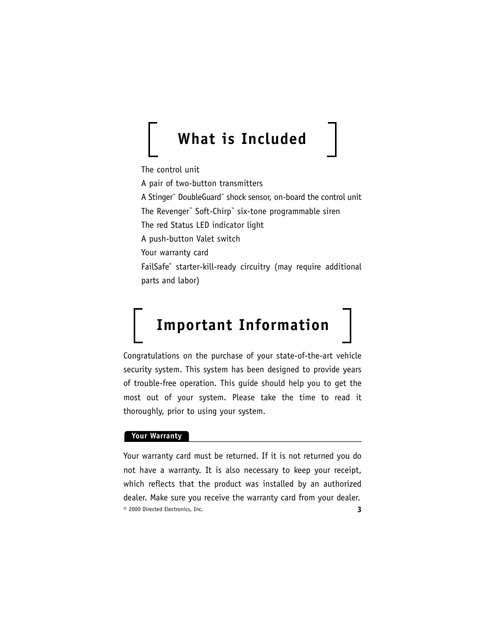 What is included, Important information | Directed Electronics 732T User Manual | Page 6 / 25