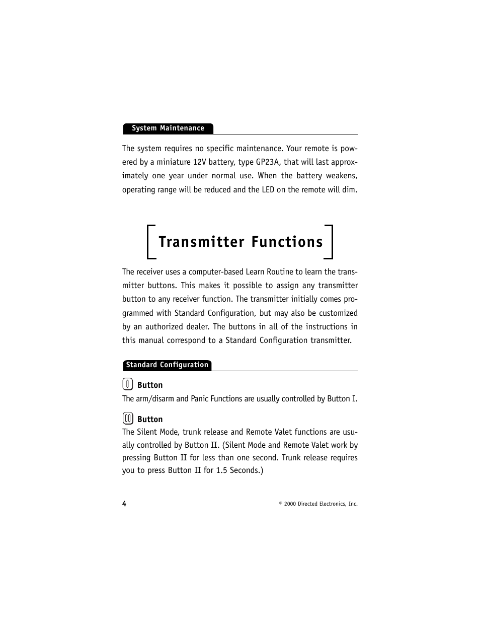 Transmitter functions | Directed Electronics 732T User Manual | Page 7 / 25