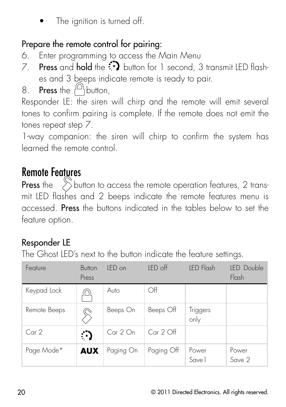 Remote features | Directed Electronics PYTHON 872 User Manual | Page 23 / 53