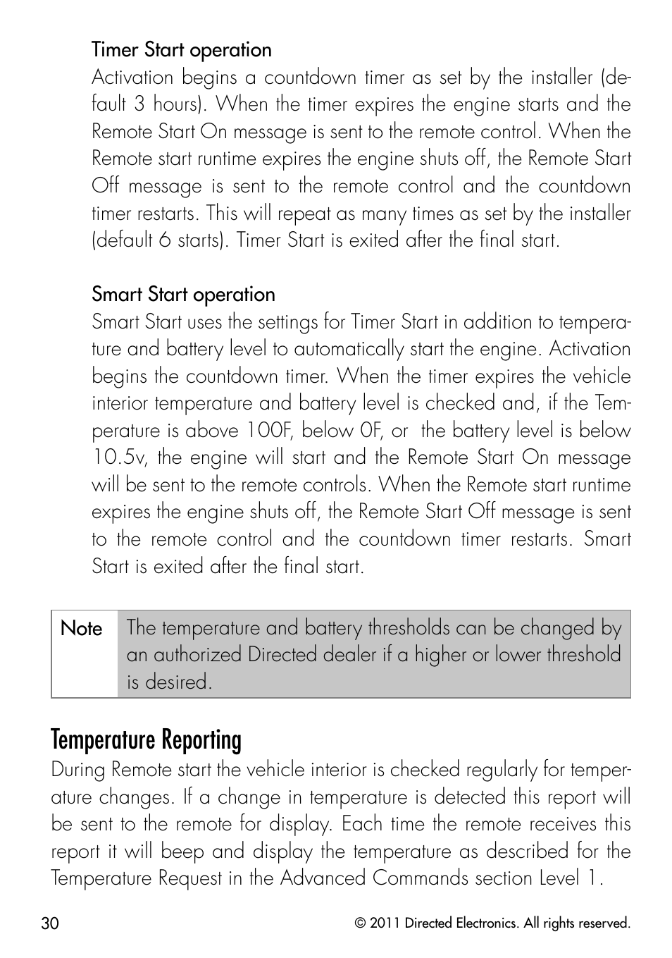 Temperature reporting | Directed Electronics PYTHON 872 User Manual | Page 33 / 53