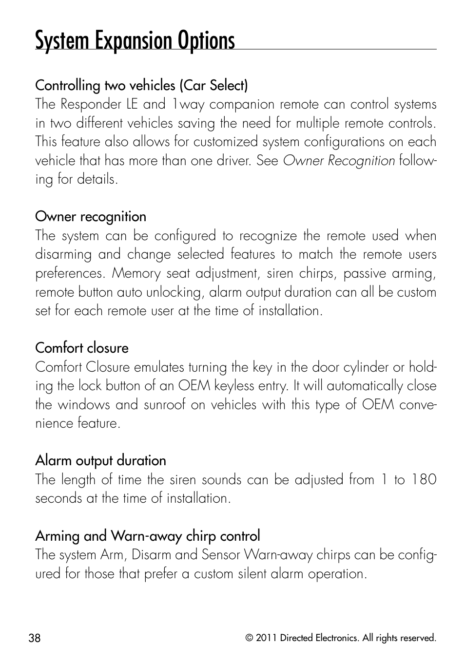 System expansion options | Directed Electronics PYTHON 872 User Manual | Page 41 / 53