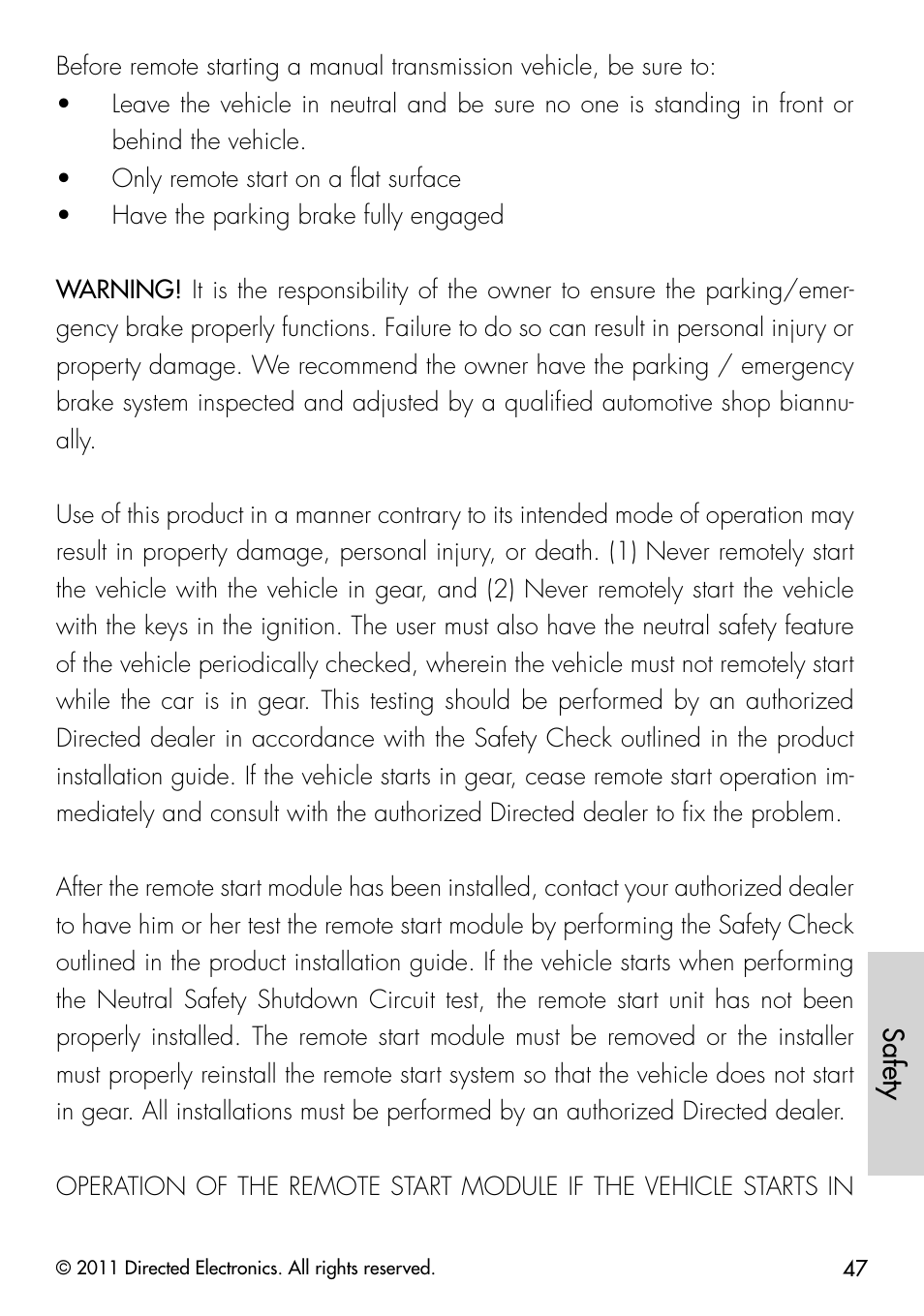 Safety | Directed Electronics PYTHON 872 User Manual | Page 50 / 53