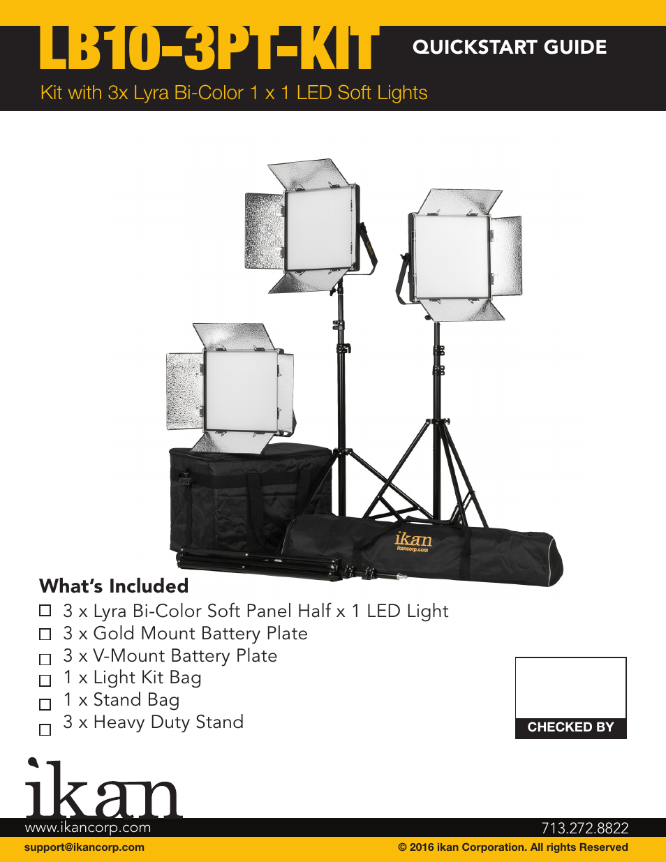 ikan Lyra 1 x 1 Bi-Color 3-Point Soft Panel LED Light Kit User Manual | 4 pages