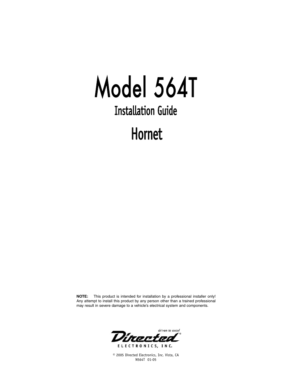 Directed Electronics Hornet 564T User Manual | 56 pages