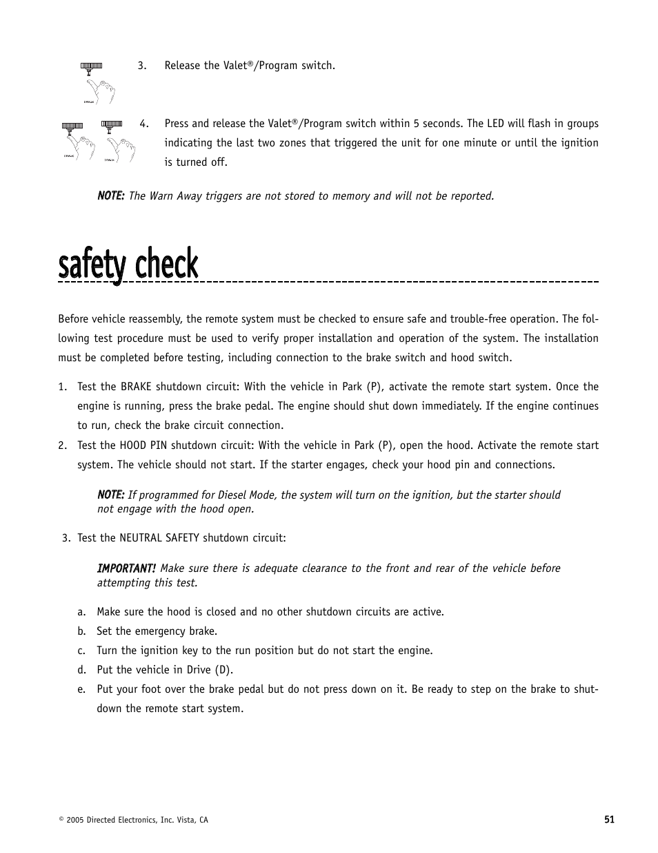 Ssaaffeettyy cchheecckk | Directed Electronics Hornet 564T User Manual | Page 51 / 56