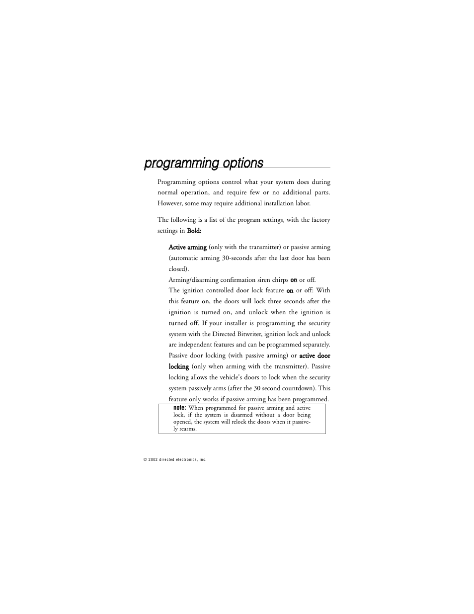 Pprro og grra am mm miin ng g o op pttiio on nss | Directed Electronics G436S 5220XS User Manual | Page 24 / 38