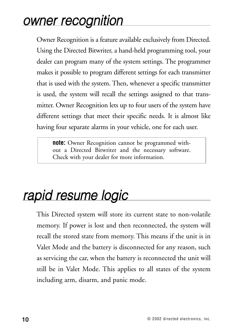 Oow wn ne err rre ec co og gn niittiio on n, Rra ap piid d rre essu um me e llo og giic c | Directed Electronics 440HP User Manual | Page 14 / 19