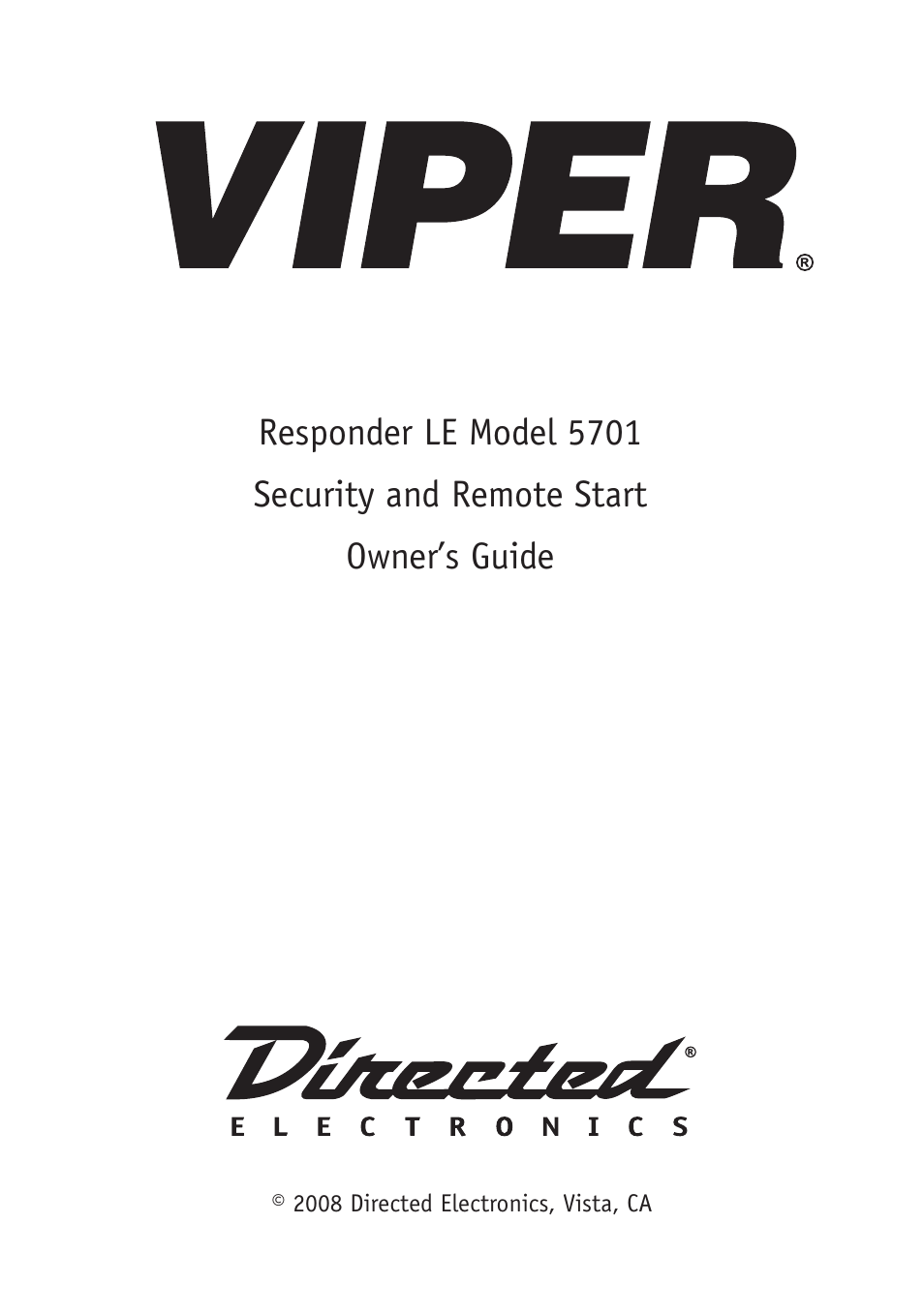 Directed Electronics VIPER 5701 User Manual | 56 pages