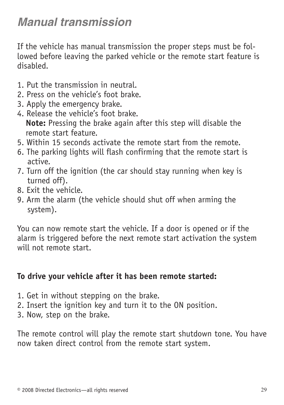 Manual transmission | Directed Electronics VIPER 5701 User Manual | Page 35 / 56