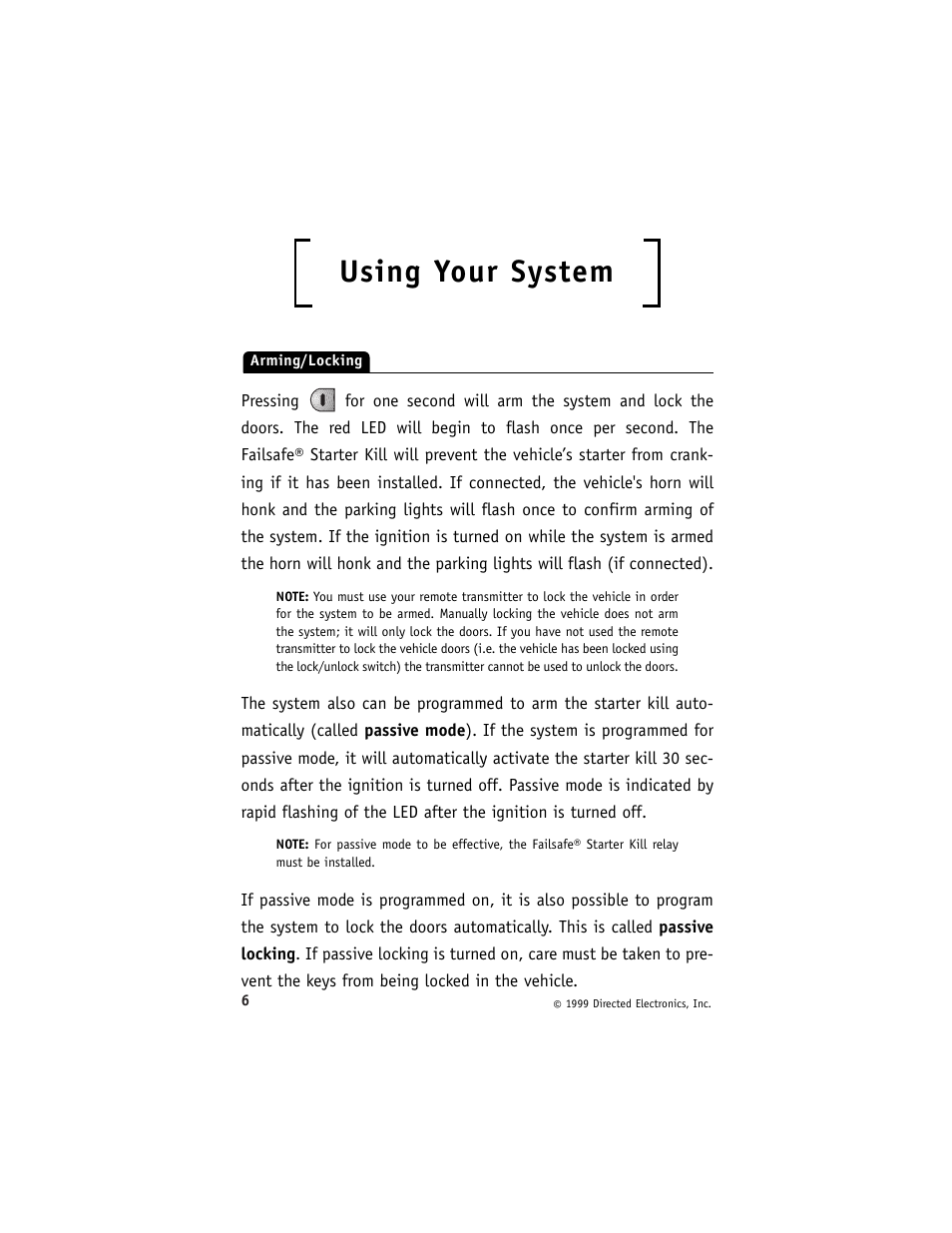 Using your system | Directed Electronics 3000ESP User Manual | Page 10 / 20