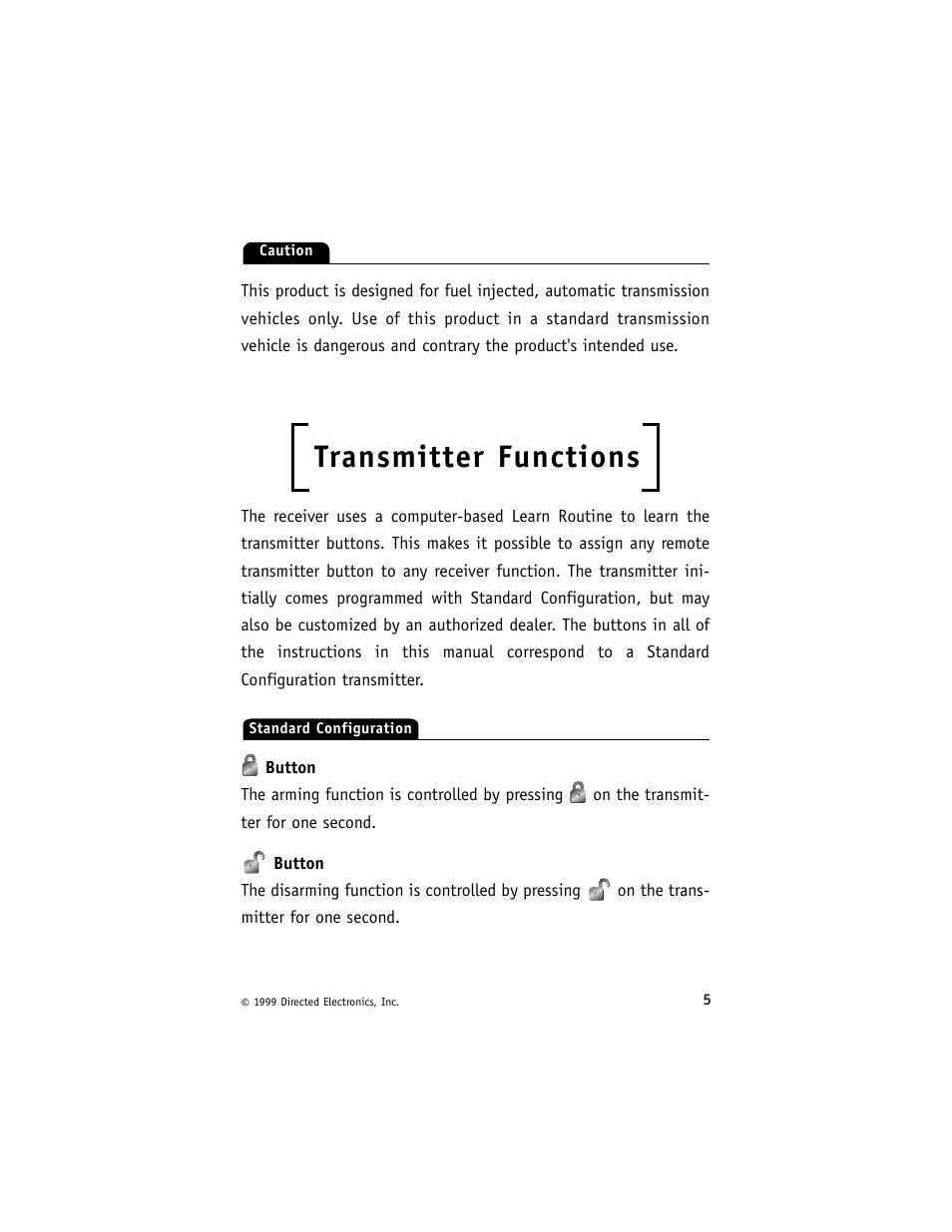 Transmitter functions | Directed Electronics 1500ESP User Manual | Page 8 / 37