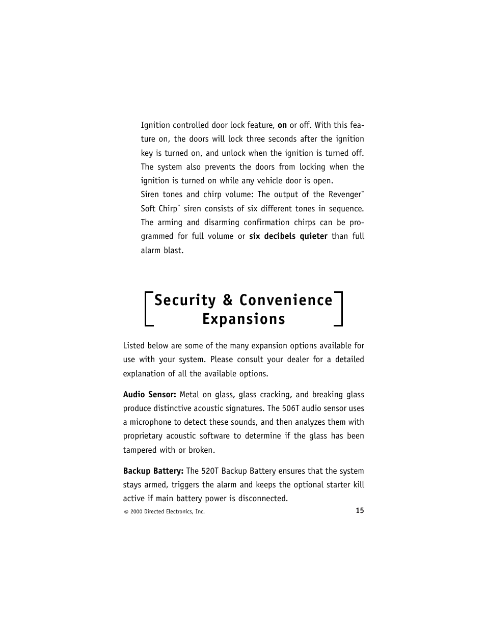 Security & convenience expansions | Directed Electronics 431R User Manual | Page 19 / 28