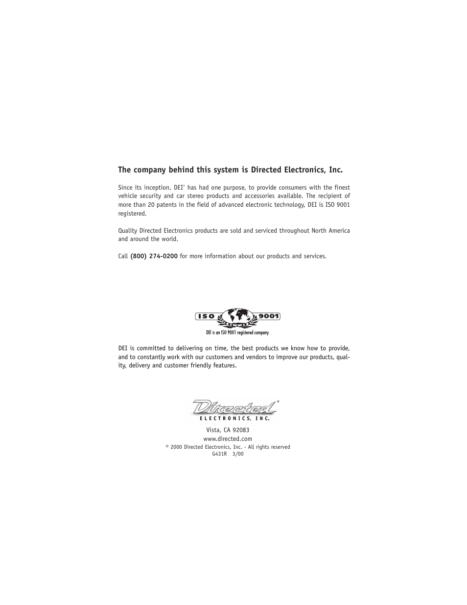 Directed Electronics 431R User Manual | Page 28 / 28