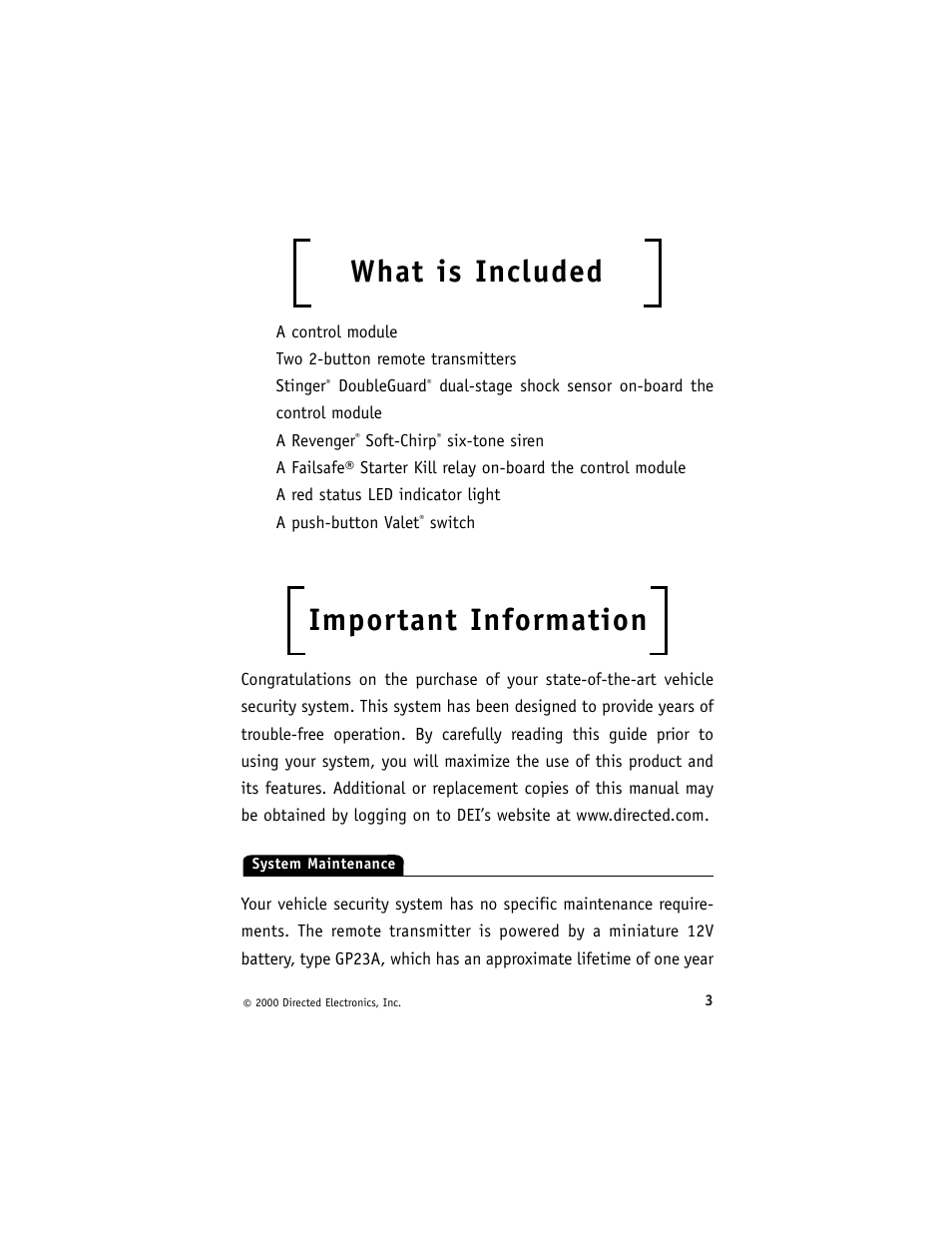 What is included, Important information | Directed Electronics 431R User Manual | Page 7 / 28
