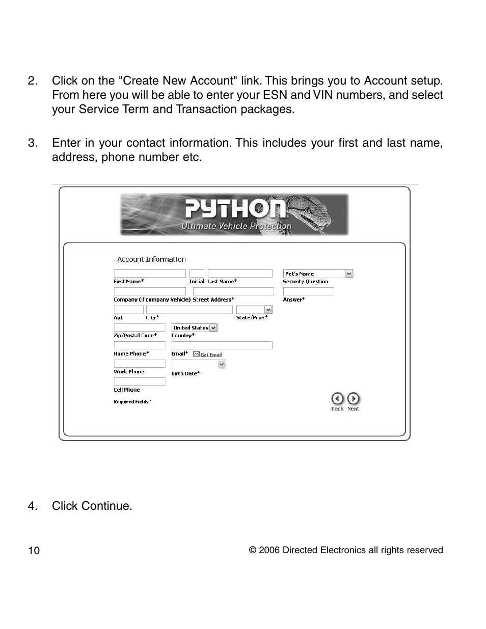 Directed Electronics PYTHON 210P User Manual | Page 10 / 35