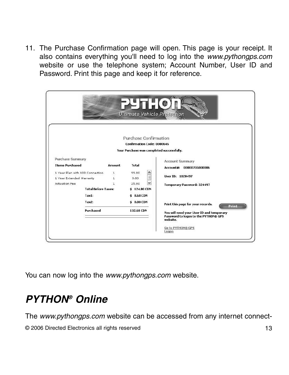 Python, Online | Directed Electronics PYTHON 210P User Manual | Page 13 / 35
