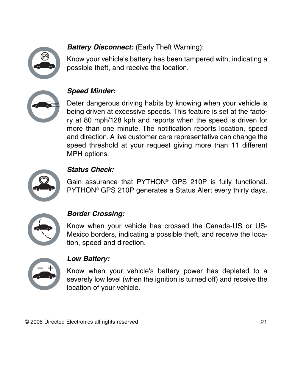 Directed Electronics PYTHON 210P User Manual | Page 21 / 35