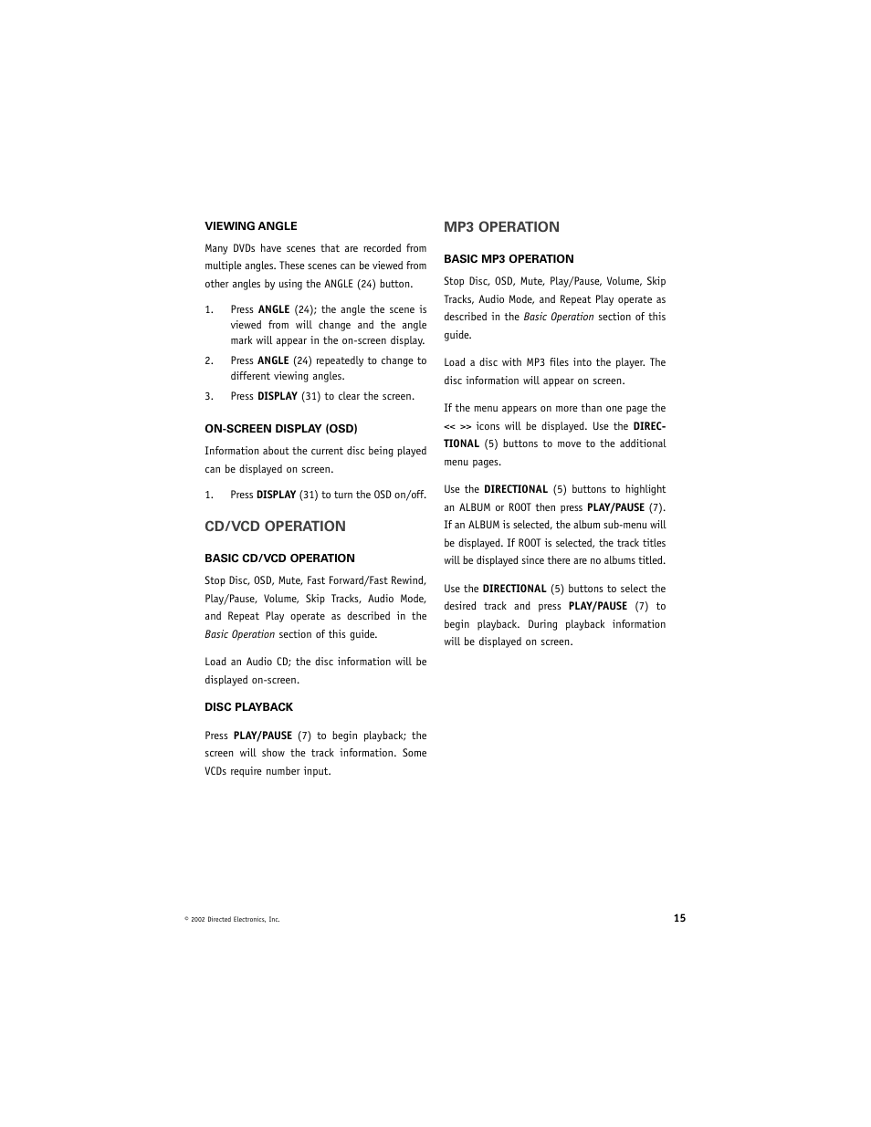 Directed Electronics DV2000 User Manual | Page 15 / 24