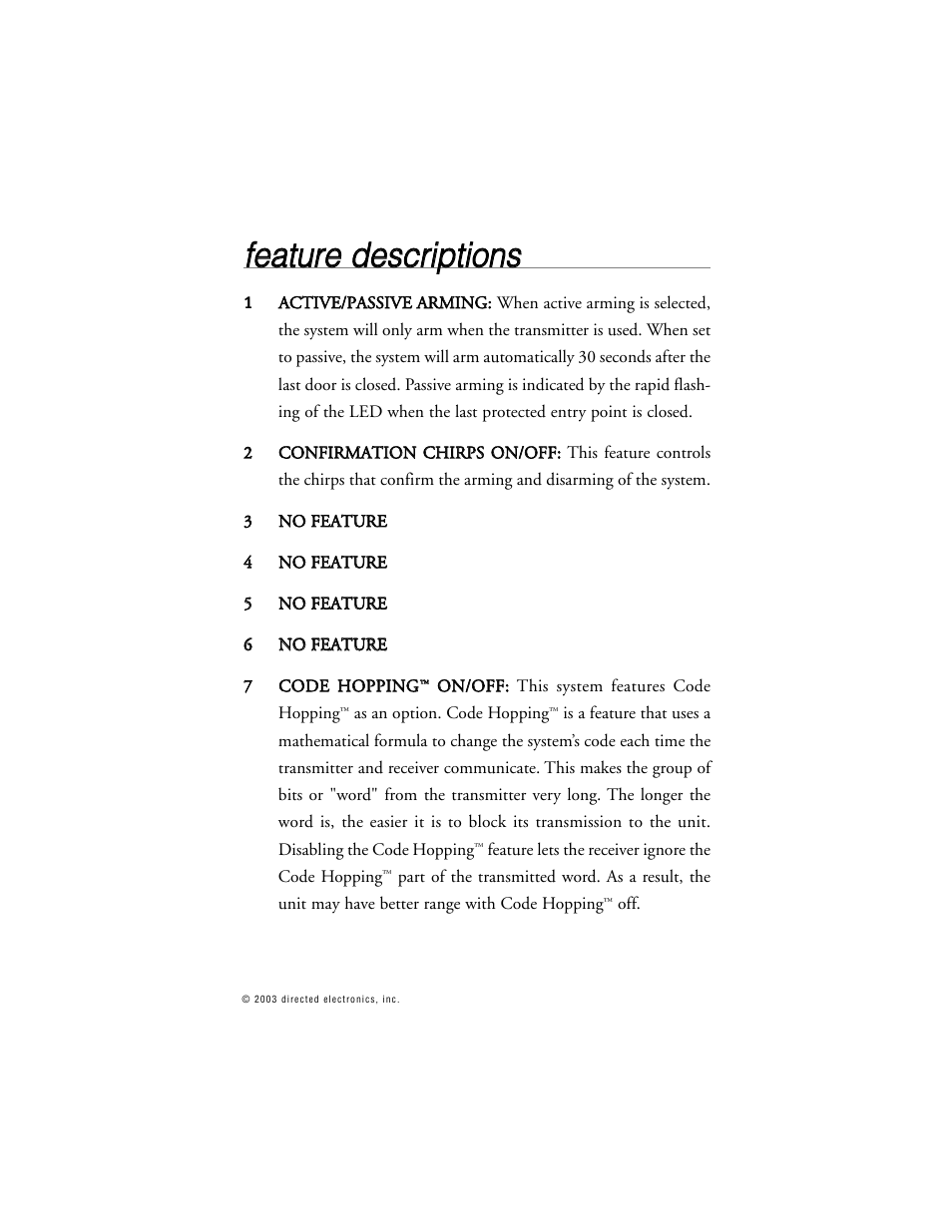 Ffe ea attu urre e d de essc crriip pttiio on nss | Directed Electronics G322R User Manual | Page 32 / 55