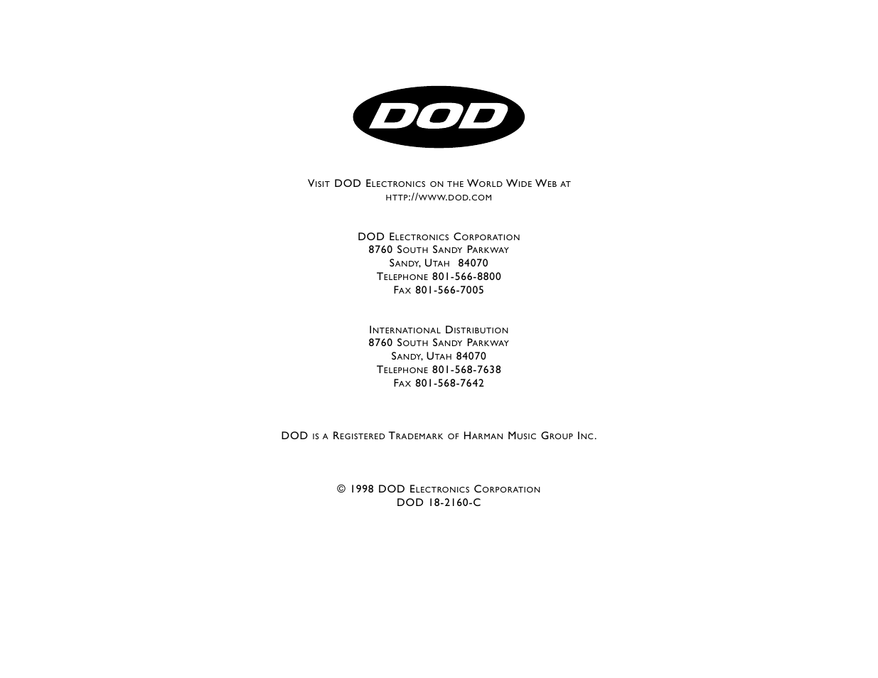 DOD SR830ZXLR User Manual | Page 14 / 14