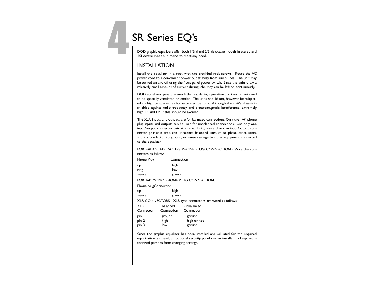 Sr series eq’s | DOD SR830ZXLR User Manual | Page 6 / 14