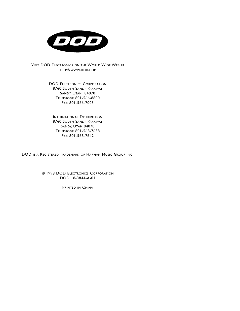 DOD SR835 User Manual | Page 12 / 12