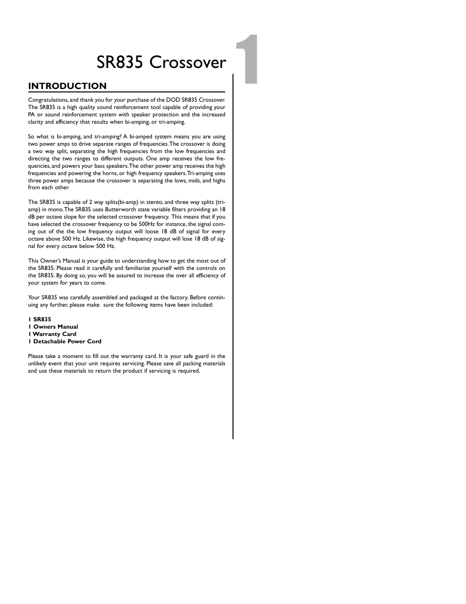 Sr835 crossover | DOD SR835 User Manual | Page 3 / 12