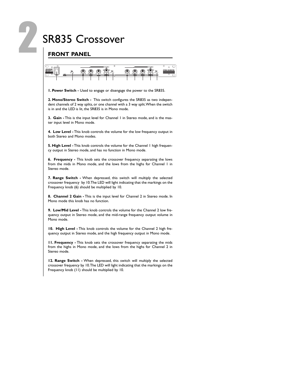 Sr835 crossover | DOD SR835 User Manual | Page 4 / 12