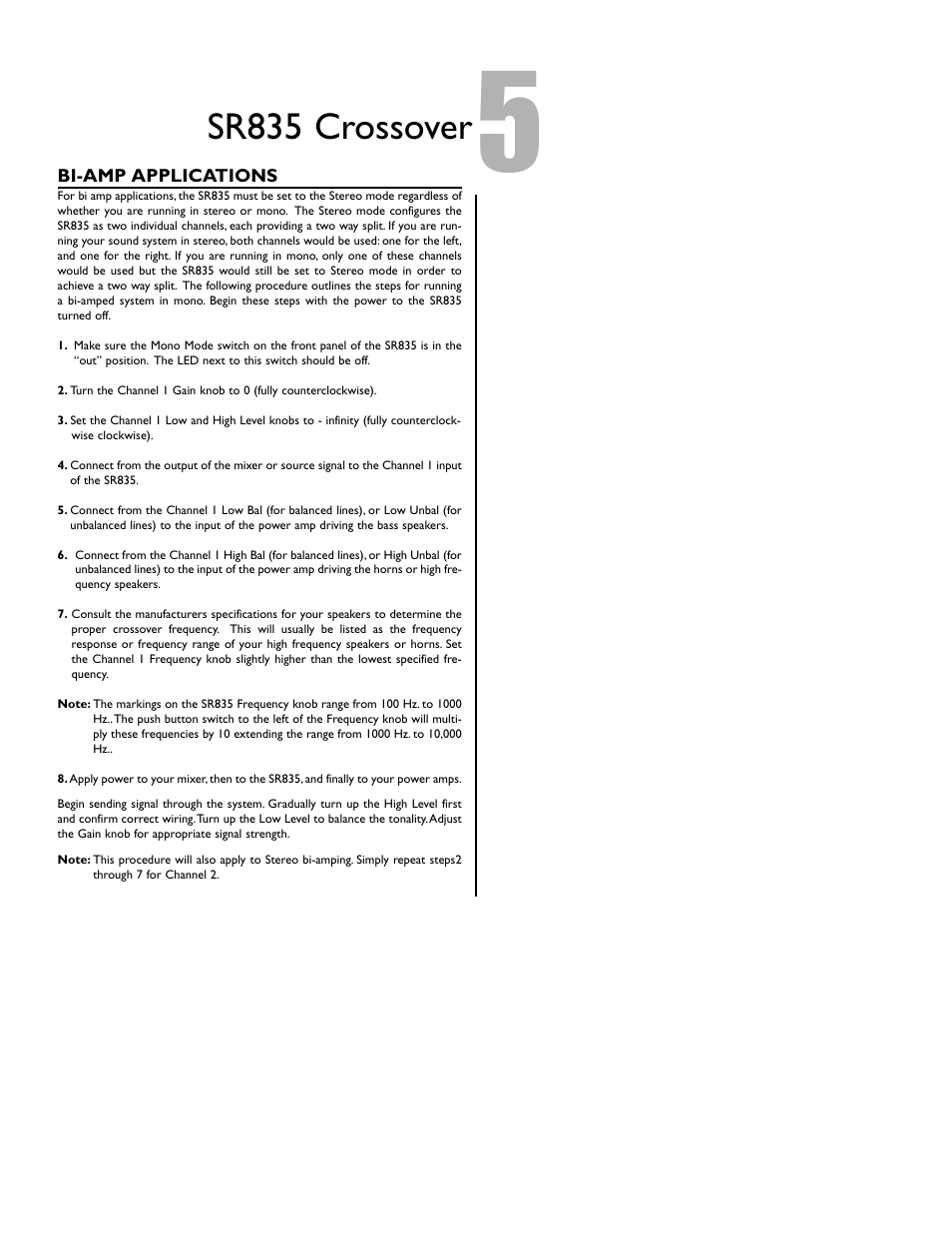 Sr835 crossover | DOD SR835 User Manual | Page 7 / 12