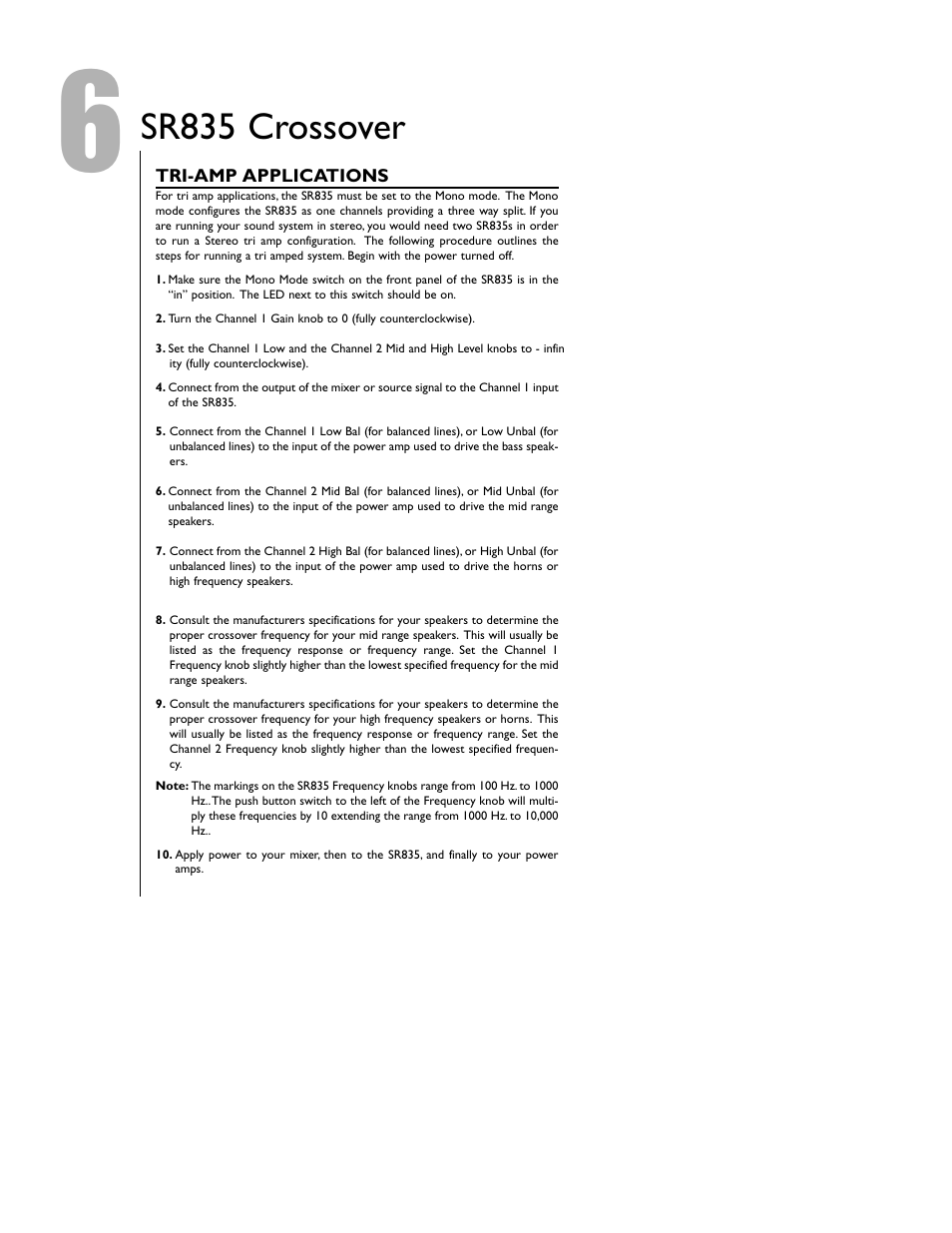 Sr835 crossover | DOD SR835 User Manual | Page 8 / 12
