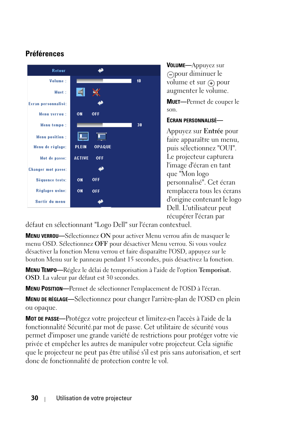 Préférences | Dell 2400MP User Manual | Page 110 / 346