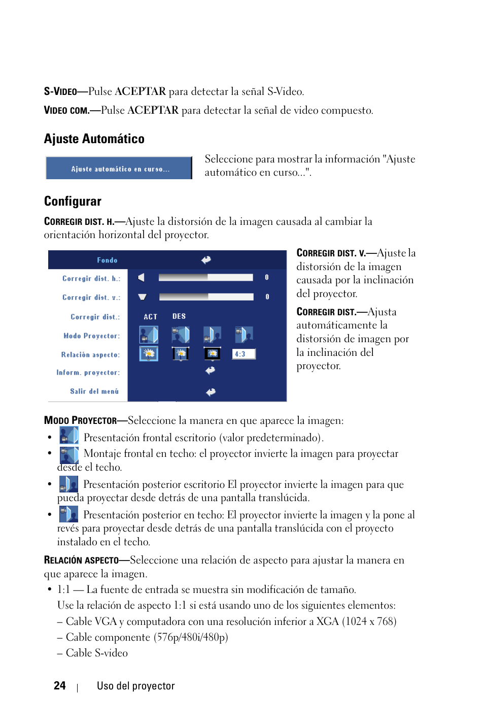 Ajuste automático, Configurar | Dell 2400MP User Manual | Page 192 / 346