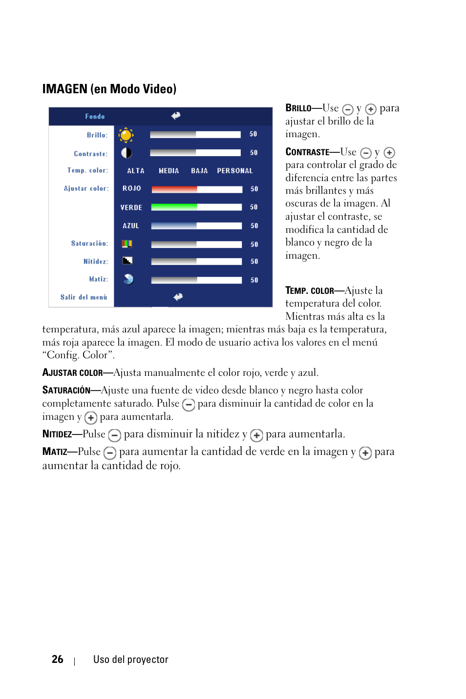 Imagen (en modo video) | Dell 2400MP User Manual | Page 194 / 346