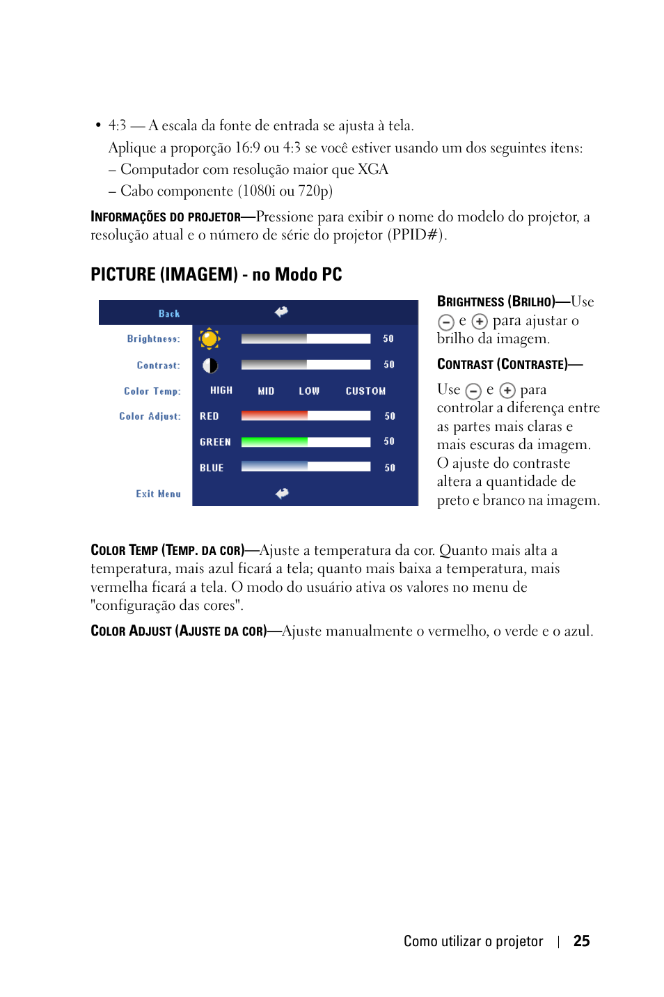 Picture (imagem) - no modo pc | Dell 2400MP User Manual | Page 281 / 346