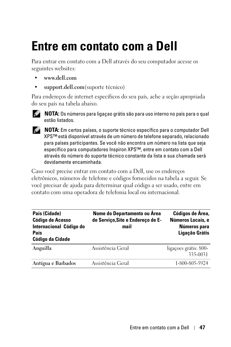 Entre em contato com a dell | Dell 2400MP User Manual | Page 303 / 346