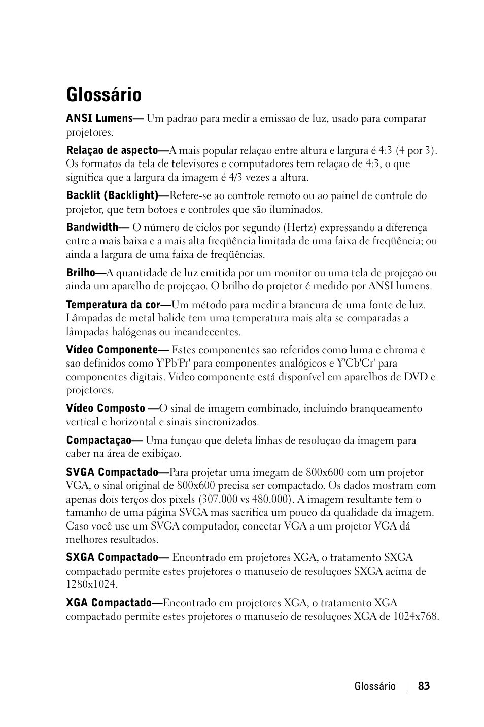 Glossário | Dell 2400MP User Manual | Page 339 / 346