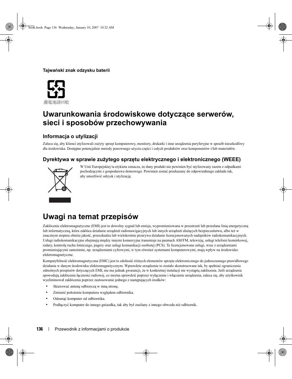 Uwagi na temat przepisów | Dell ECX User Manual | Page 138 / 222