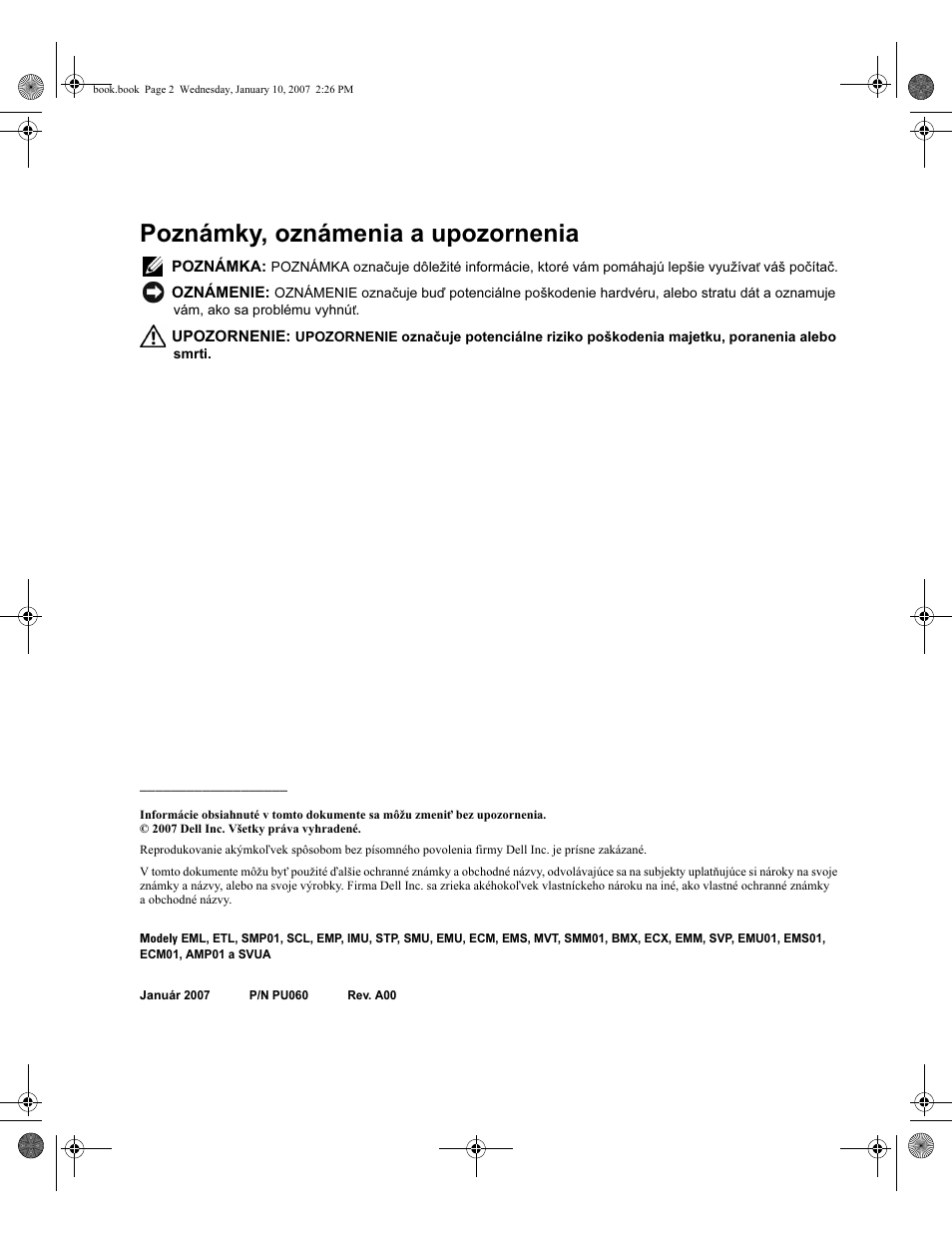 Poznámky, oznámenia a upozornenia | Dell ECX User Manual | Page 170 / 222