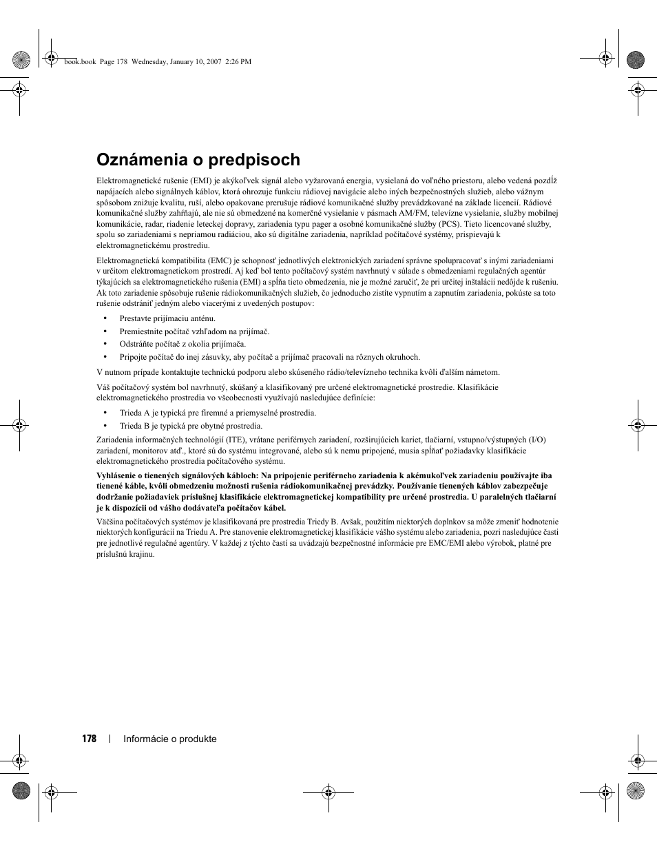 Oznámenia o predpisoch | Dell ECX User Manual | Page 180 / 222