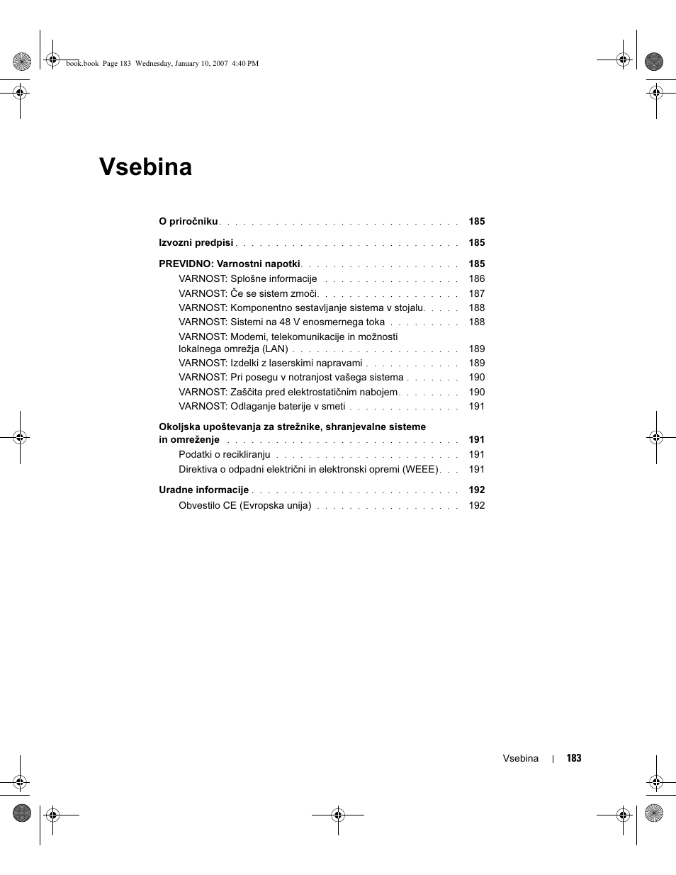 Vsebina | Dell ECX User Manual | Page 185 / 222