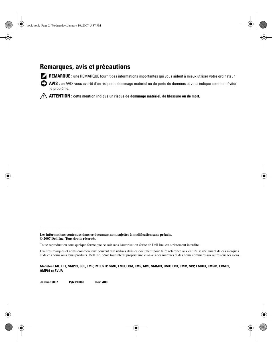 Remarques, avis et précautions | Dell ECX User Manual | Page 60 / 222