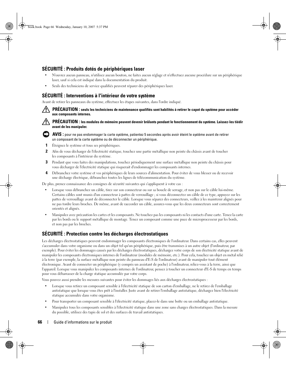 Sécurité : produits dotés de périphériques laser | Dell ECX User Manual | Page 68 / 222