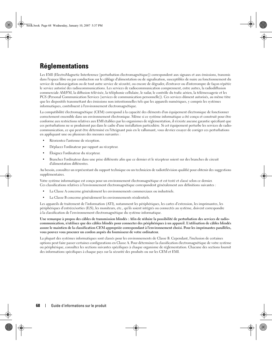 Réglementations | Dell ECX User Manual | Page 70 / 222