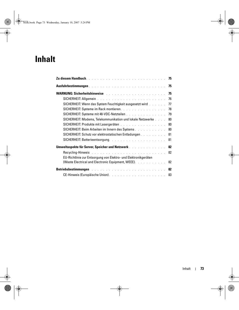 Inhalt | Dell ECX User Manual | Page 75 / 222
