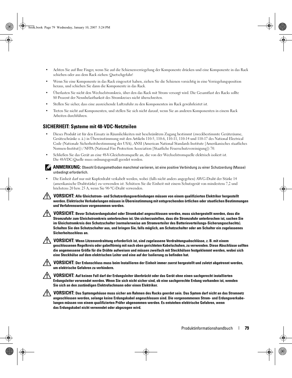 Sicherheit: systeme mit 48-vdc-netzteilen | Dell ECX User Manual | Page 81 / 222