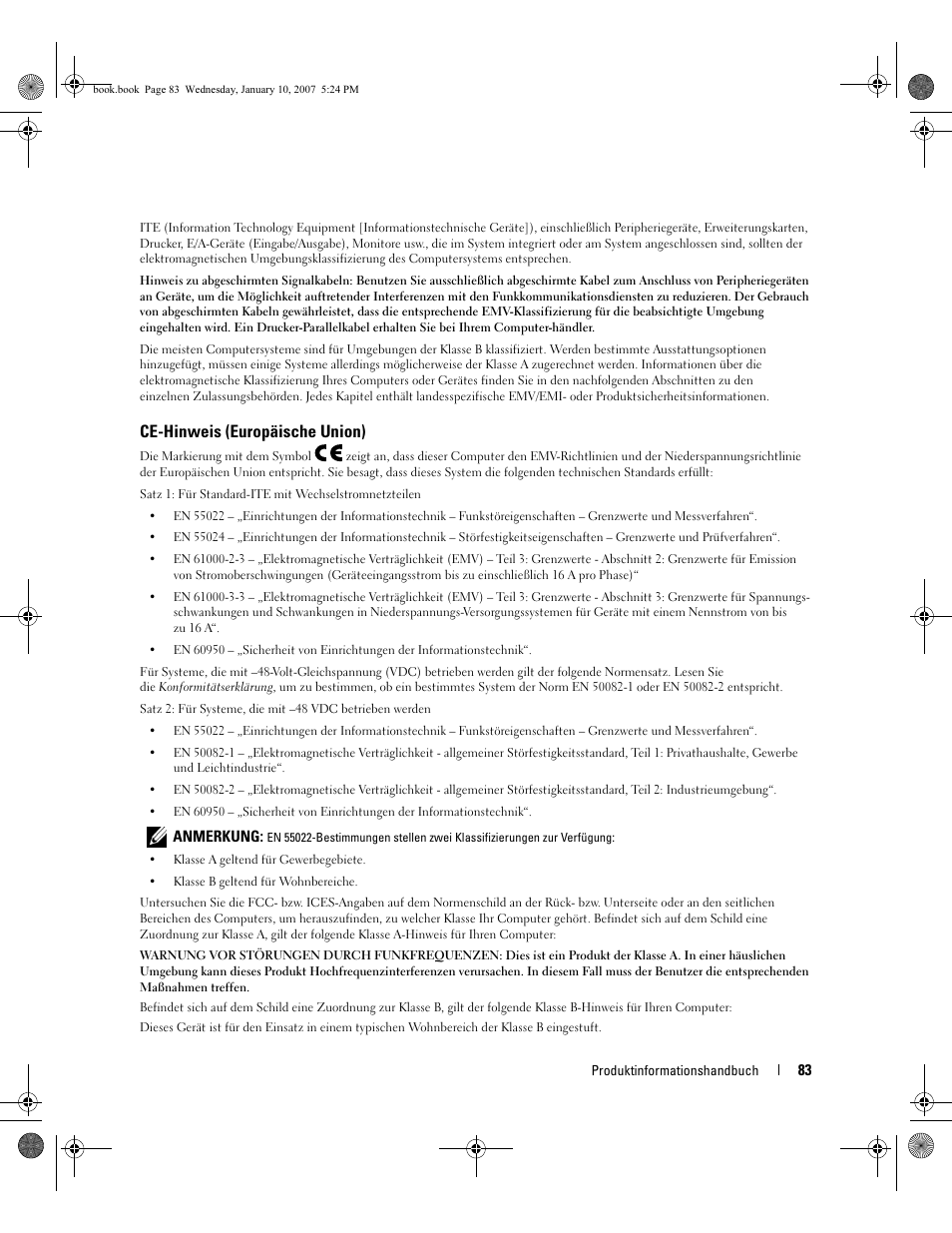 Ce-hinweis (europäische union) | Dell ECX User Manual | Page 85 / 222
