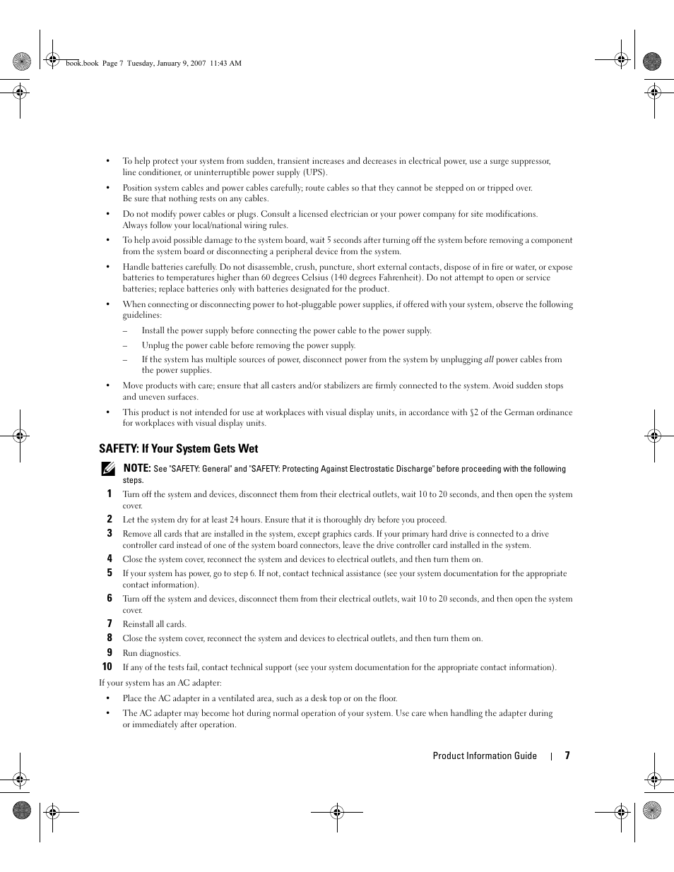 Safety: if your system gets wet | Dell ECX User Manual | Page 9 / 222