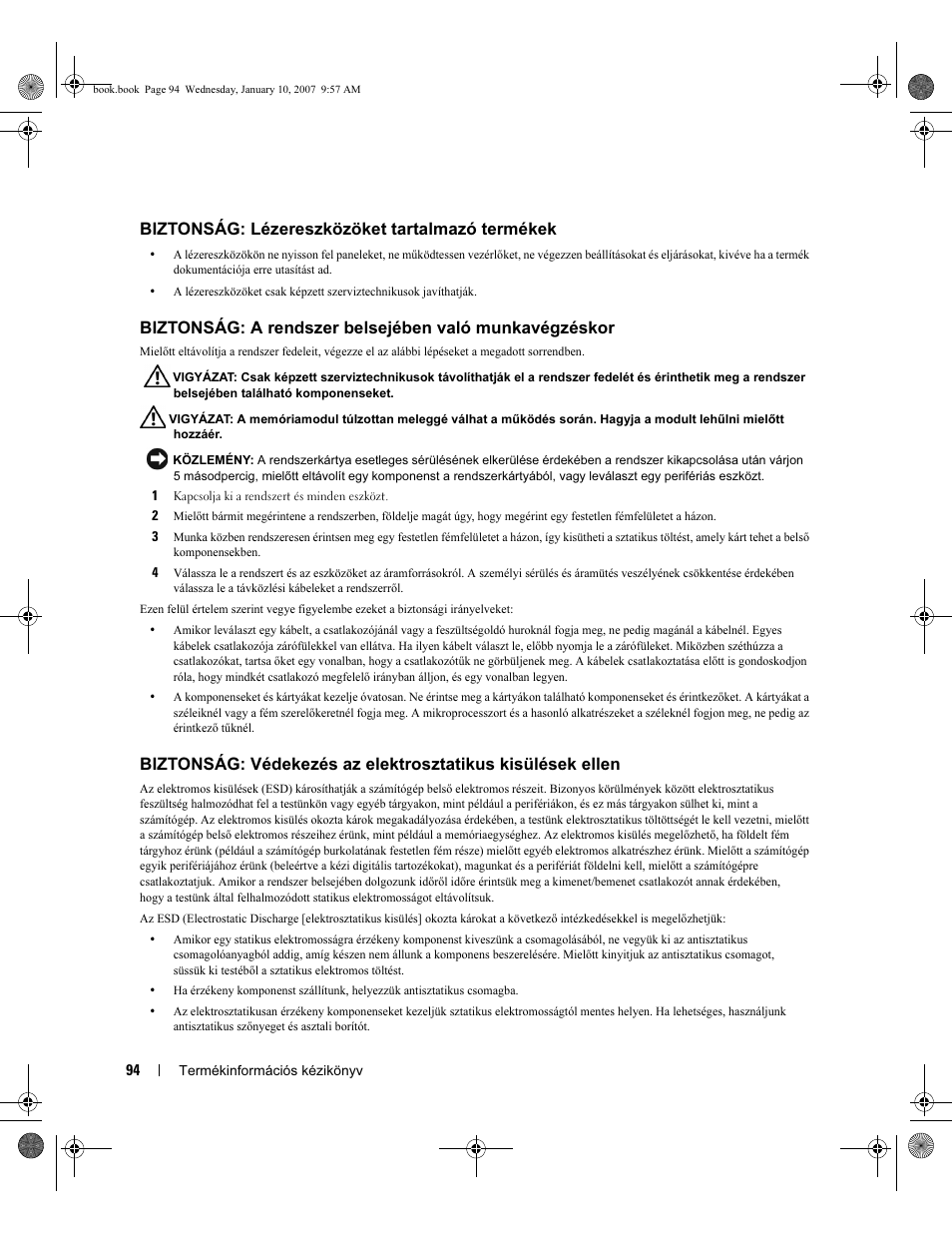 Biztonság: lézereszközöket tartalmazó termékek | Dell ECX User Manual | Page 96 / 222